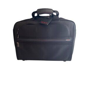 Tumi Expandable Black Nylon Leather Laptop Briefcase Carry On W/Shoulder Strap